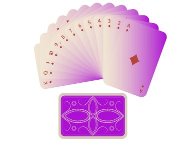 Diams cards fan with deck on white clipart