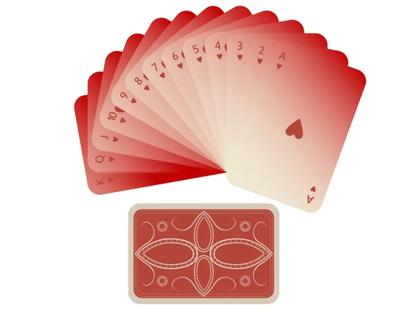 Ventilador de cartas de corações com deck em branco —  Vetores de Stock