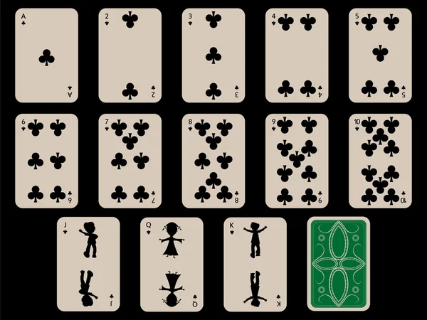 Děti hrací karty - kluby — Stockový vektor