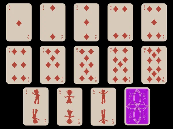Děti hrací karty - diams — Stockový vektor