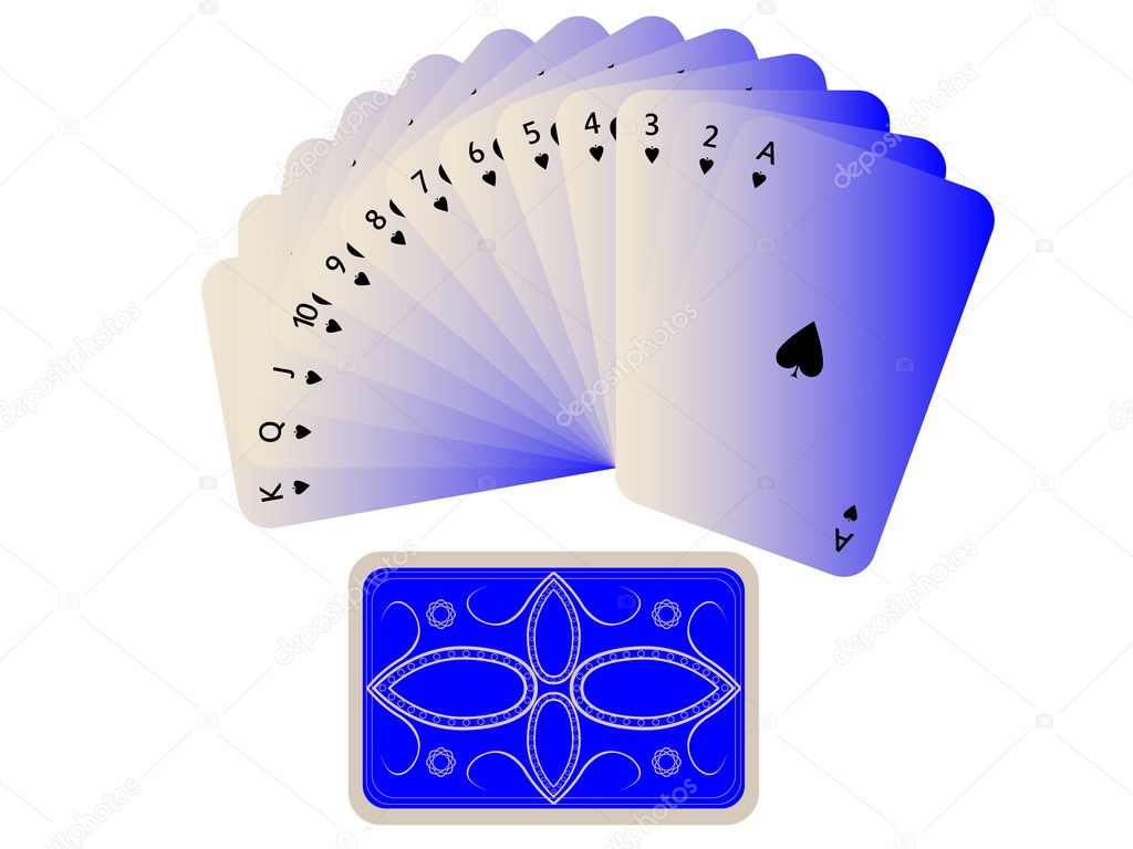 Spades cards fan with deck on white