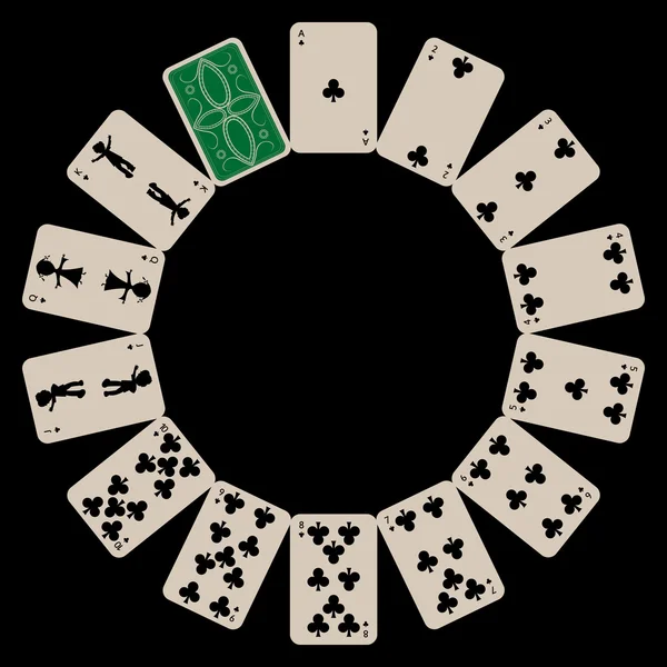 Kreis formt Schlägerkarten auf Schwarz — Stockvektor