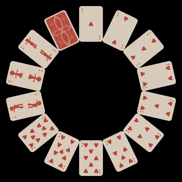 Kruh tvar srdce karty na černém pozadí — Stockový vektor