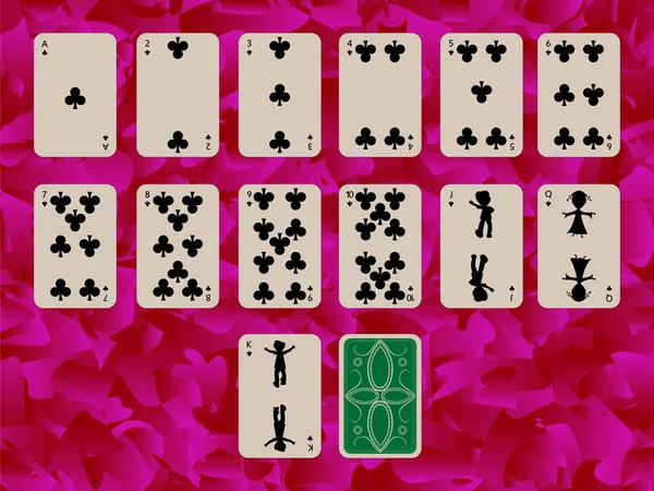 俱乐部玩扑克牌在紫色的西装 — 图库矢量图片