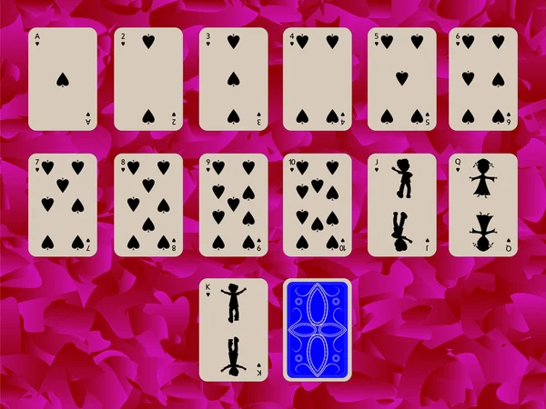 Traje de picas jugando a las cartas sobre púrpura — Archivo Imágenes Vectoriales