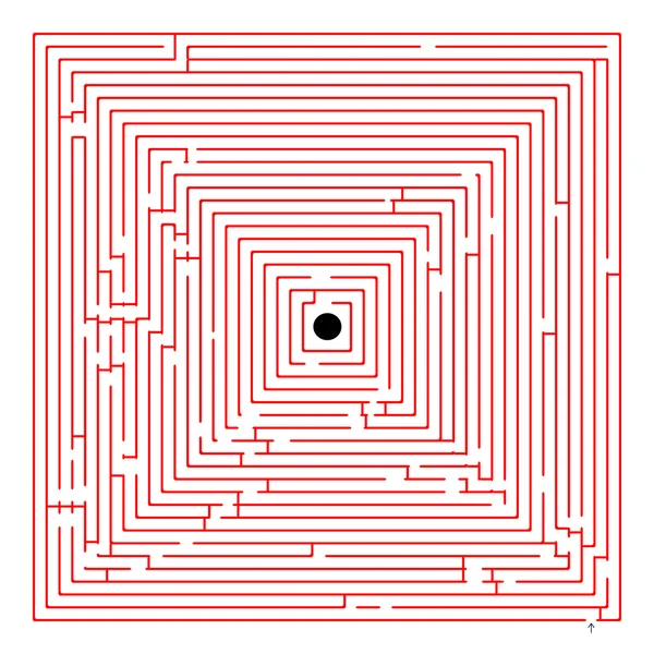 Labirinto rosso quadrato — Vettoriale Stock