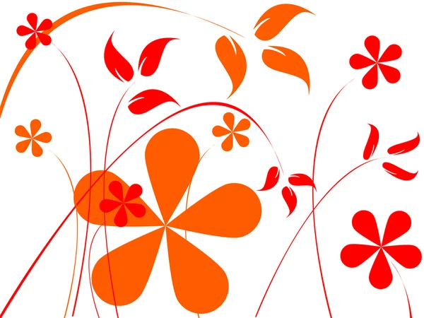 Oranžové a červené květy složení — Stockový vektor