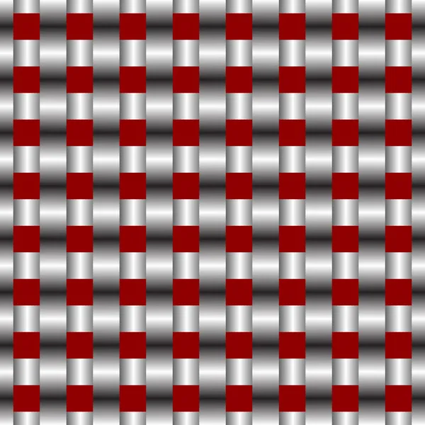 Maille métallique sans couture sur rouge — Image vectorielle