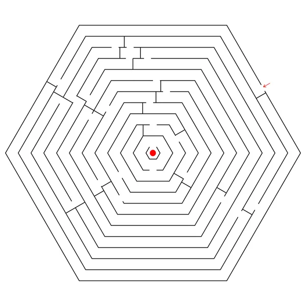 Laberinto negro hexagonal — Vector de stock