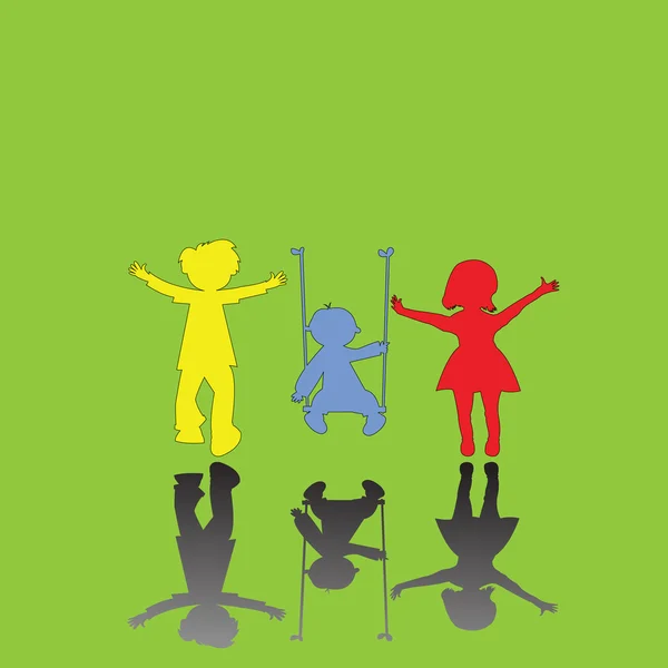 緑の幸せな小さな子供たち — ストックベクタ