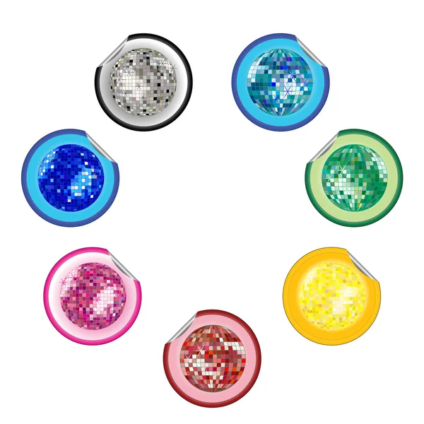 Колекція диско-кулькових наклейок — стоковий вектор