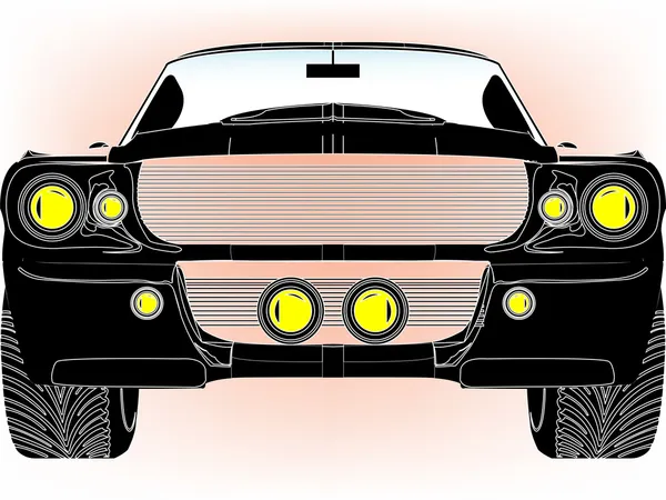 Nero auto sportive anteriore isolato su bianco — Vettoriale Stock
