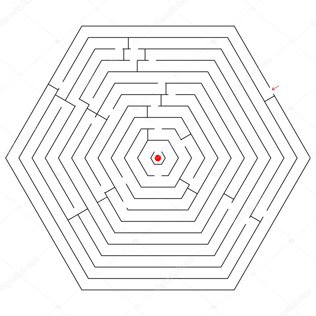 Hexagonal black maze