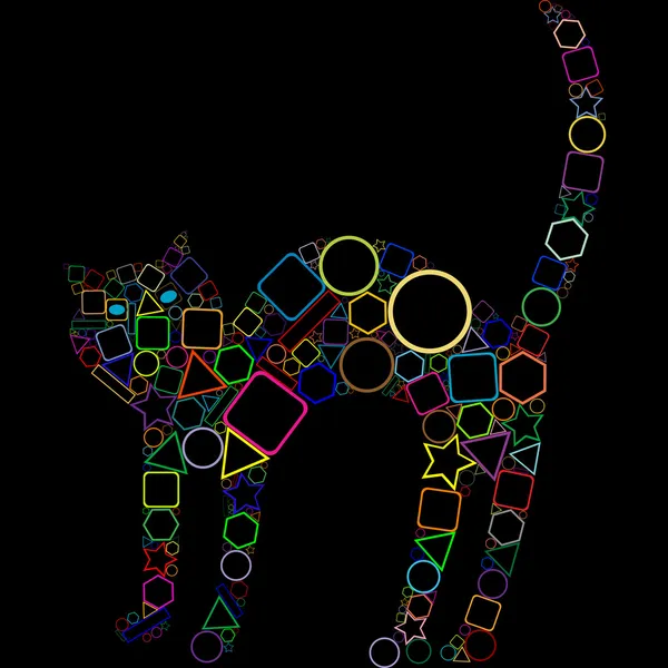 黒に分離した幾何学的な猫 — ストックベクタ