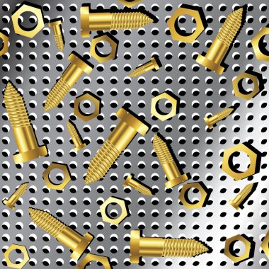 Screws and nuts over metallic texture 2 clipart