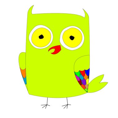 Stylized green owl clipart