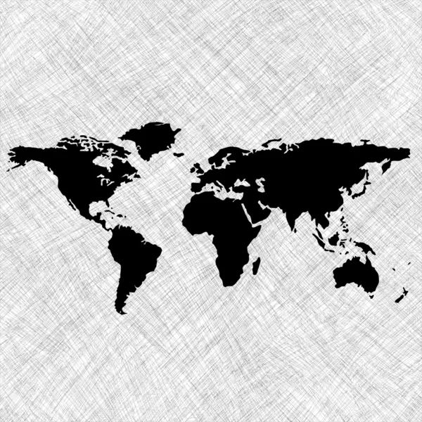 Schwarze Weltkarte über Grunge-Streifen — Stockvektor