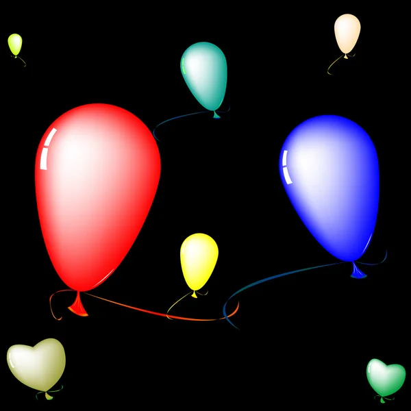 Colored baloons over black background — Stock Vector