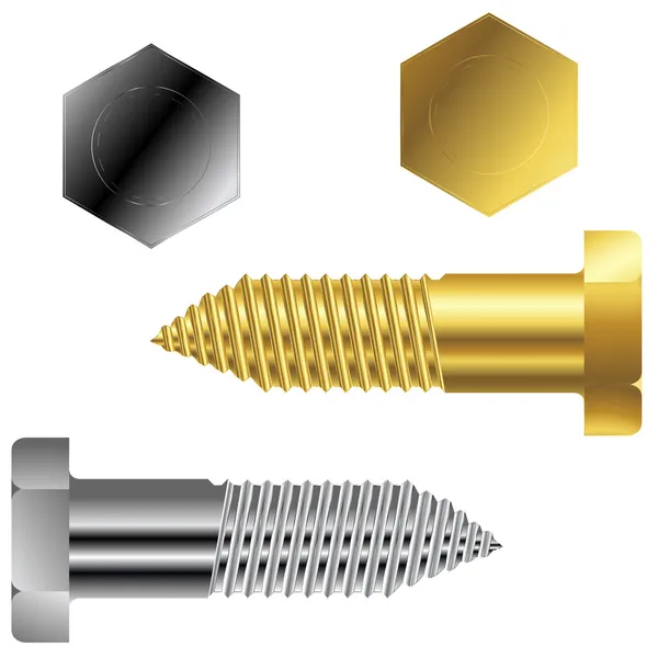Gold and silver screws — Stock Vector