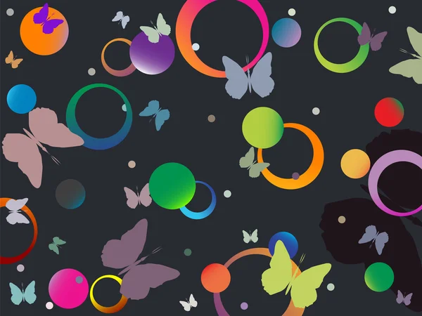 Vlinders en bubbels in retro kleuren — Stockvector