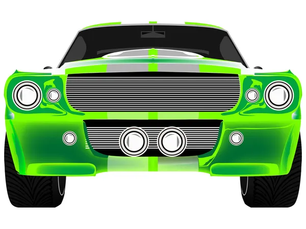 绿色体育的车前面白色上孤立 — 图库矢量图片
