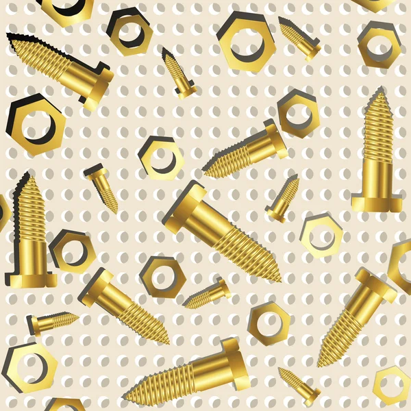 Screws and nuts over metallic texture — Stock Vector