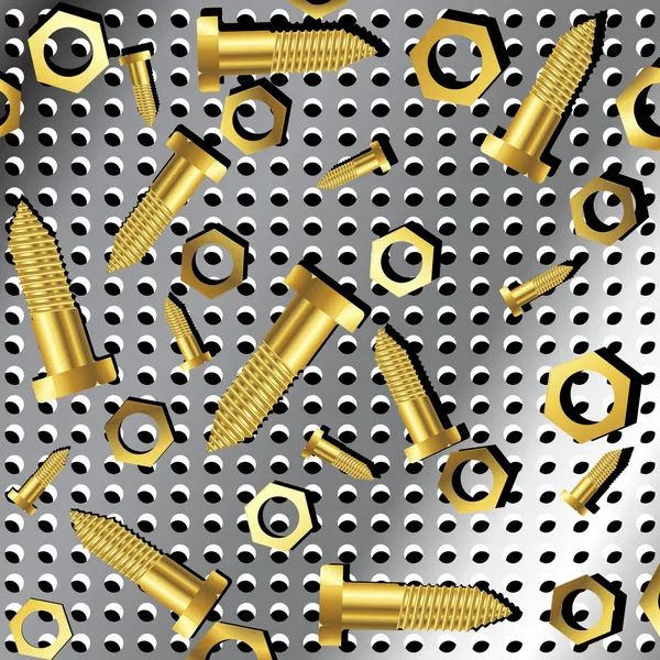 螺钉和螺母在金属纹理 2 — 图库矢量图片