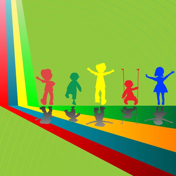 Silhouettes d'enfants jouant — Image vectorielle