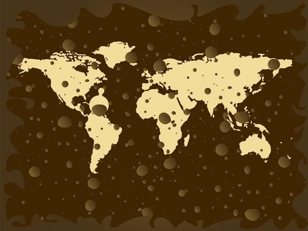 Világ Térkép-val színes föld buborékok — Stock Vector