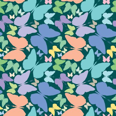 Butterflies seamless pattern blue ext clipart