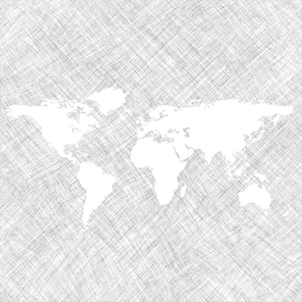 Mapa do mundo branco sobre listras grunge — Vetor de Stock