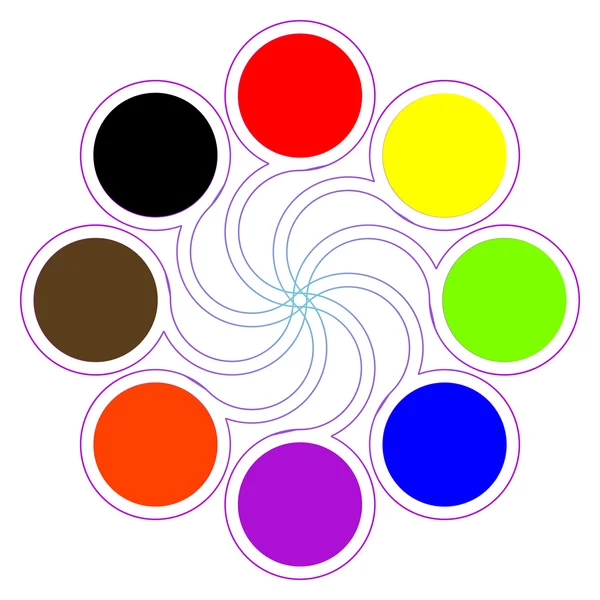 Runda färgpaletten med åtta färger — Stock vektor