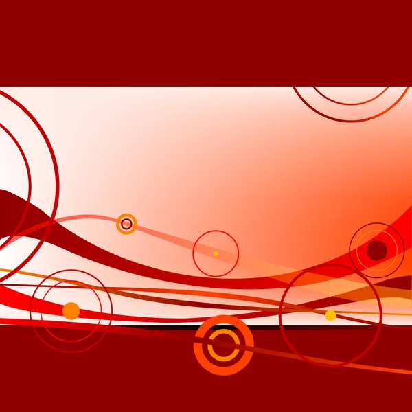 Červené vlny a kruhy 2 — Stockový vektor