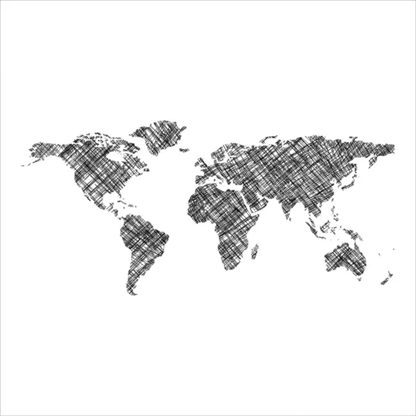 Mapa do mundo preto listrado — Vetor de Stock
