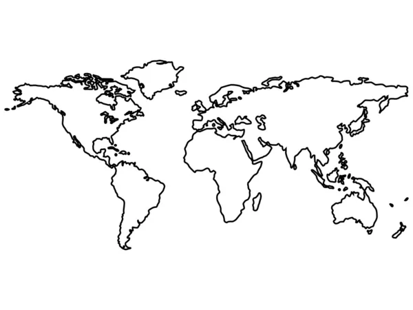 Contours de carte du monde noir sur blanc — Image vectorielle