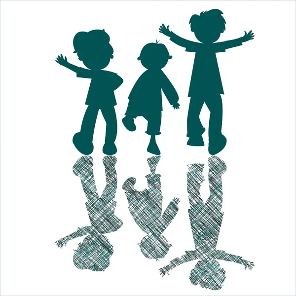 Kids blue silhouettes with stripes — Stock Vector