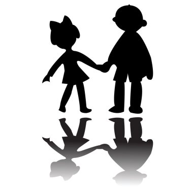 Boy and girl silhouettes clipart