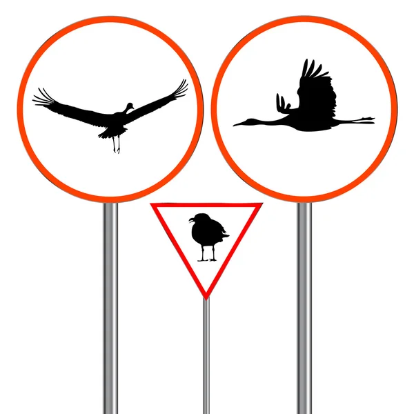 Ptaki znak drogowy — Wektor stockowy