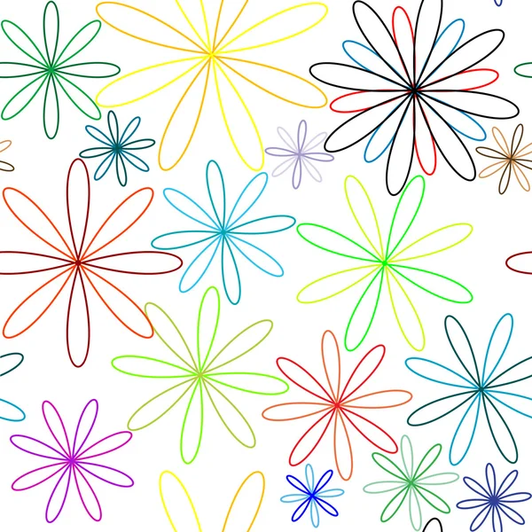 Flores de colores patrón sin costura — Archivo Imágenes Vectoriales