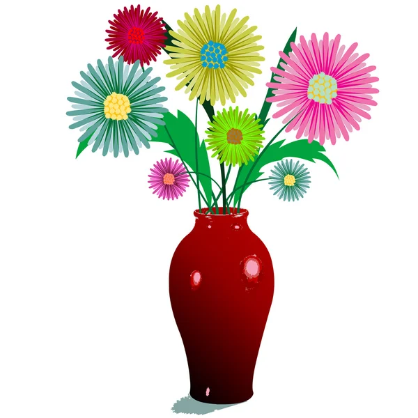 Vazo ve çiçekler — Stok Vektör