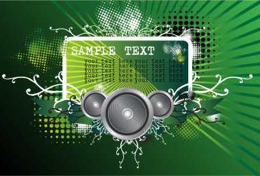 Green Illustration on a musical theme clipart