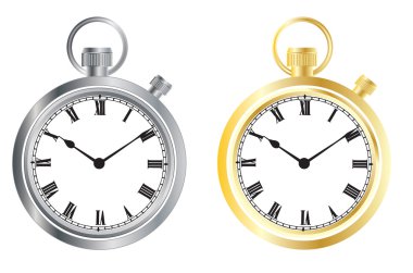 Set from hours, gold and silver clipart