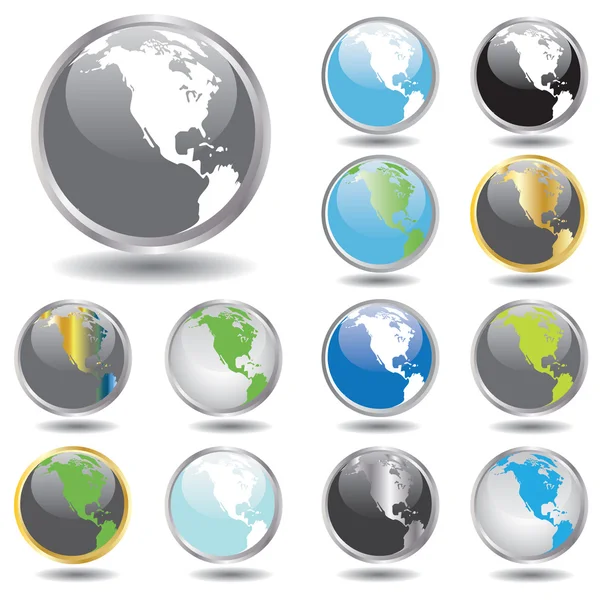 Set of glass globes — Stock Vector
