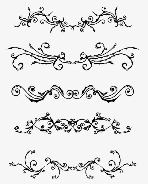 5 set av dekorativa ornament — Stock vektor