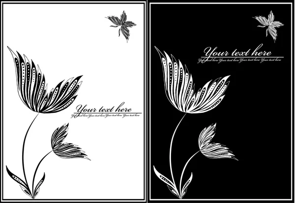 Abstraction florale noir et blanc — Image vectorielle