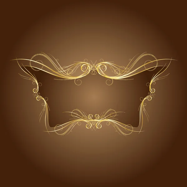 Châssis brun avec un motif doré — Image vectorielle