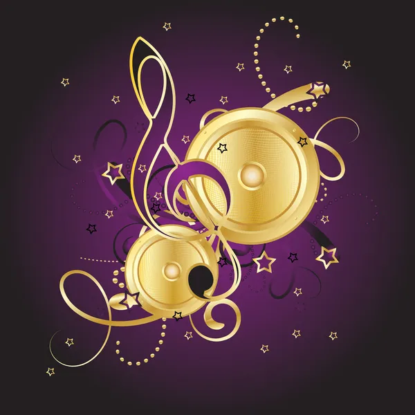 Notes d'or sur fond violet — Image vectorielle