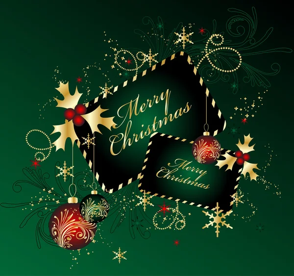 緑のクリスマスの背景、ベクトル illus — ストックベクタ