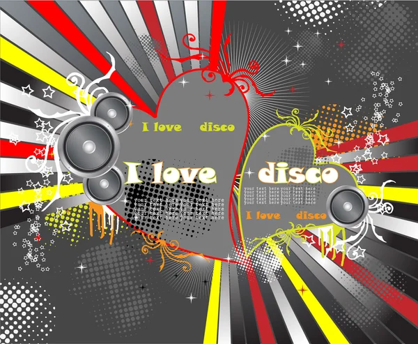 Rood hart disco — Stockvector