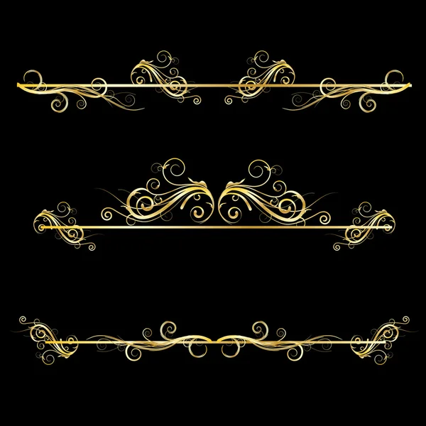 Set aus goldenen Linien für Ornamente — Stockvektor